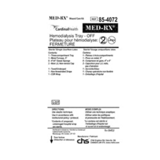 Med-Rx® Hemodialysis Tray, On- 85-4072N - Case of 30 Tray