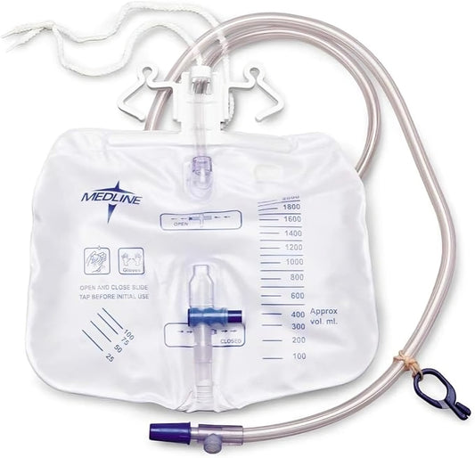 Medline Urinary Drainage Bag, 2000 mL, 50-Inch Tubing