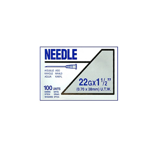 Terumo Hypodermic Thin Wall Needle 22G x 1 1/2" (NN2238) - Box of 100