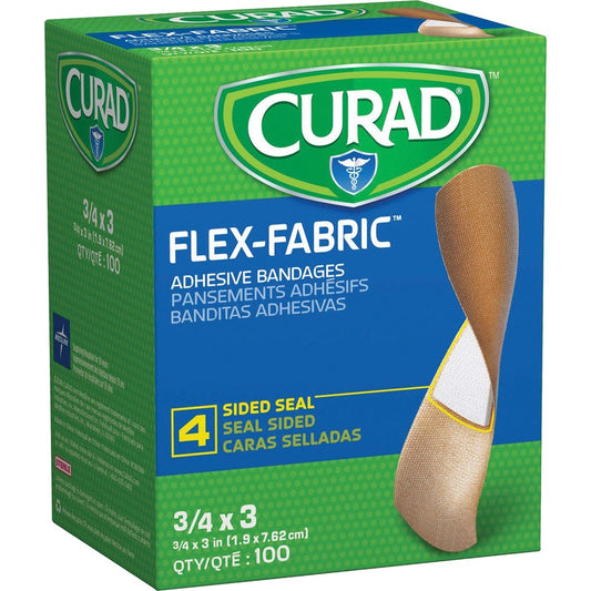 CURAD Flex-Fabric Adhesive Bandages, 3/4 x 3in. Strips - NON25650