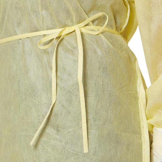 Medline Cover Gown with Side and Neck Ties, Yellow - Case of 100