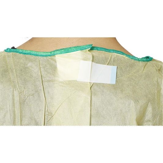 AAMI Level 2 Isolation Gown with Elastic Wrists, Tape-Tab Neck, Medium-Weight, Yellow, Large, NONLV200 - Case of 100