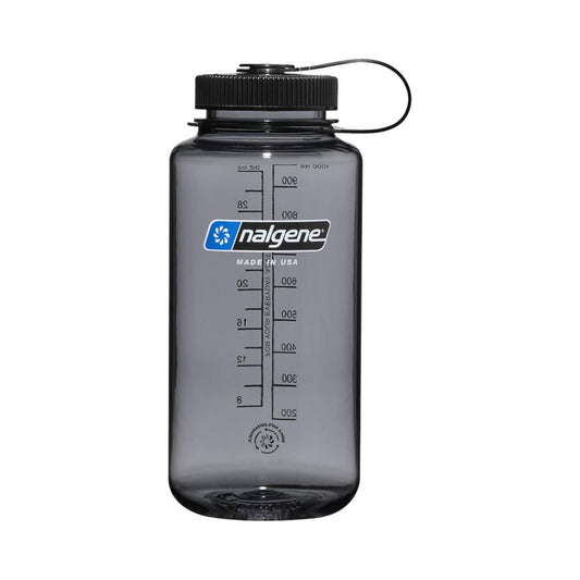 Nalgene Gray, w/ Black Cap, Sustain, Wide Mouth Water Bottle, 32 oz.