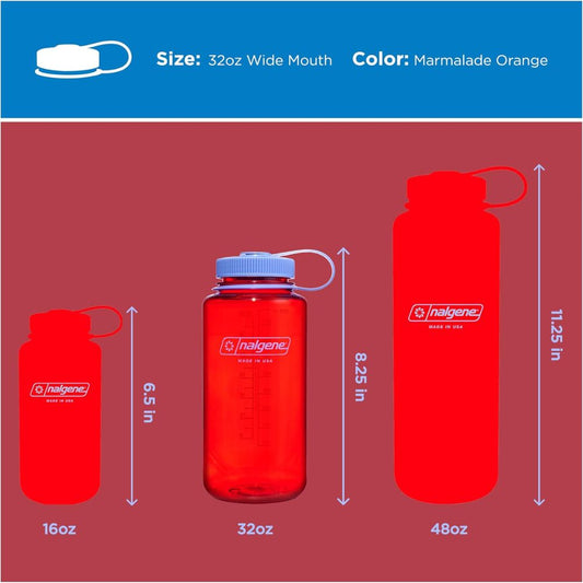 Nalgene Marmalade Orange Sustain, Wide Mouth Water Bottle, 32 oz.