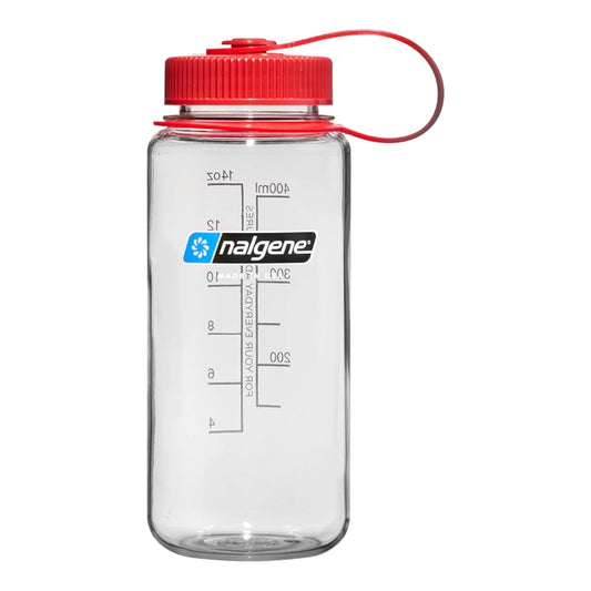 Nalgene Clear w/Red Cap, Sustain, Wide Mouth Water Bottle, 16 oz.
