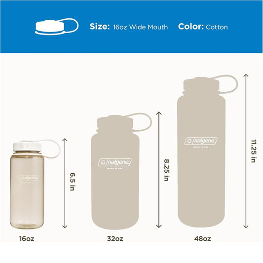 Nalgene Cotton Sustain, Wide Mouth Water Bottle, 16 oz.