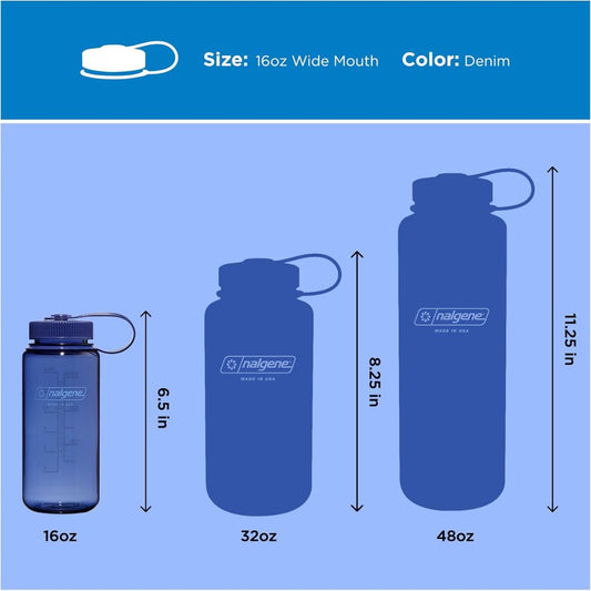 Nalgene Denim Sustain, Wide Mouth Water Bottle, 16 oz.