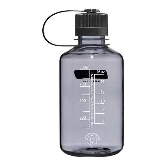 Nalgene Gray w/Black Cap Sustain SB, Narrow Mouth Water Bottle, 16 oz.