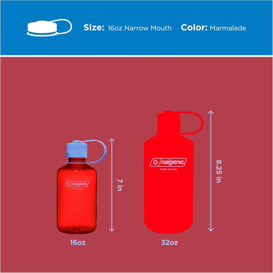 Nalgene Marmalade Orange Sustain, Narrow Mouth Water Bottle, 16 oz.
