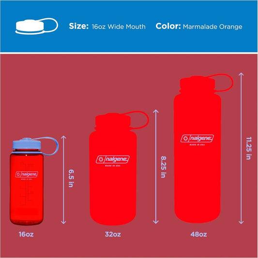 Nalgene Marmalade Orange Sustain, Wide Mouth Water Bottle, 16 oz.