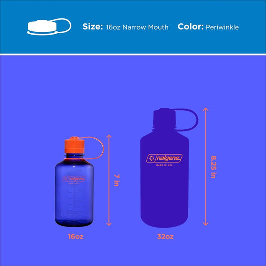 Nalgene Periwinkle Sustain, Narrow Mouth Water Bottle, 16 oz.