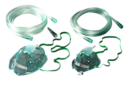 Oxygen Mask with elastic strap & 7 ft tubing, 50 per Case