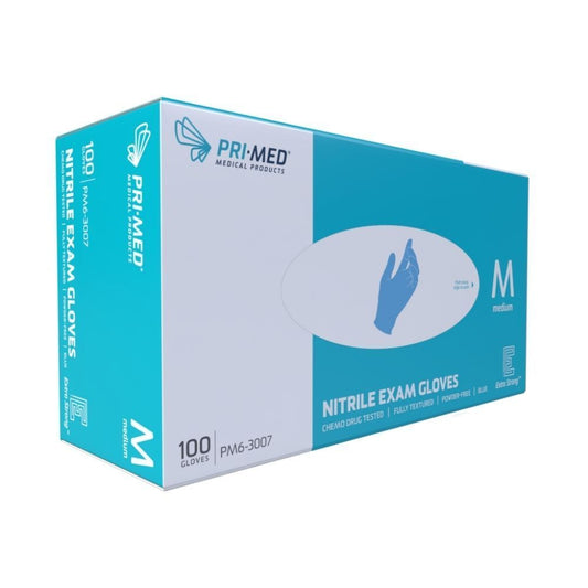 Extra Strong Nitrile Exam Gloves - Textured Fingertips, Blue