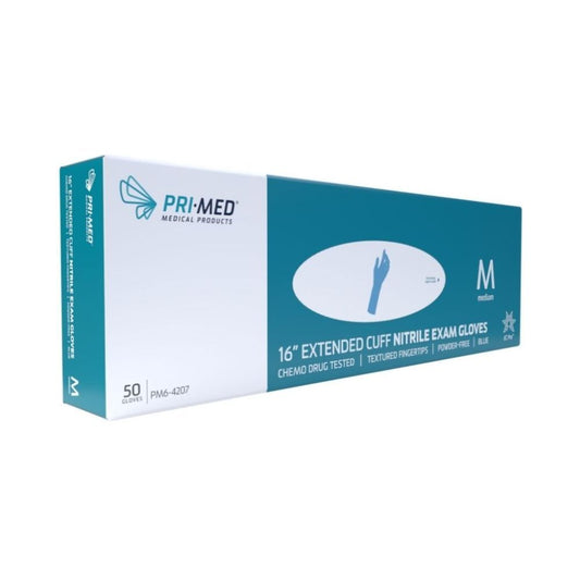 Soft EC Extended Cuff Nitrile Exam Gloves - 16" Extended Cuff, Blue
