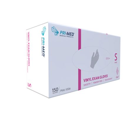 PRIMED® Clear Vinyl Exam Glove, Powder-Free, Clear