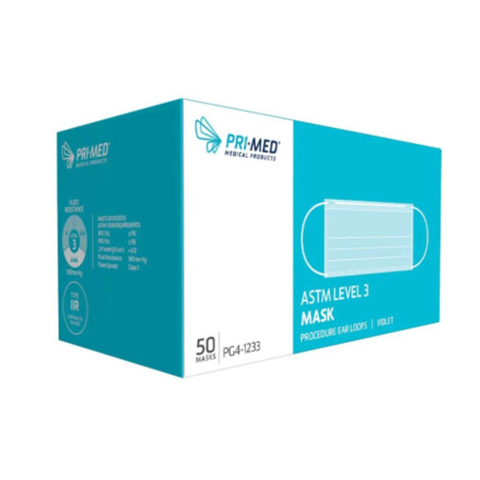 PRIMED Level 3 Procedure Earloop Face Mask, 4-Ply With Filter - Violet