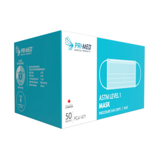 PRIMED ASTM Level 1 Procedure Earloop Face Mask - Blue