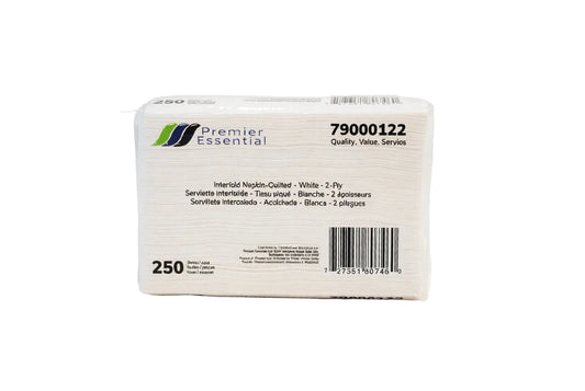 Premier Essential® Interfold Napkin, Embossed, White, 7.87" X 6.5", 2 Ply, 24 Packs/Case