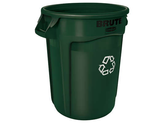 Rubbermaid Commercial Products Vented BRUTE Recycling 32 Gal, Dark Green