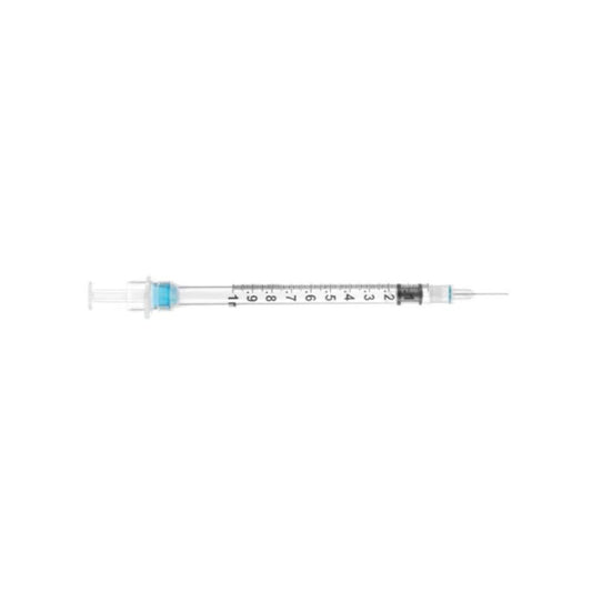 SOL-CARE 1cc TB Safety Syringes 25G x 5/8” Fixed Needle - Box of 100