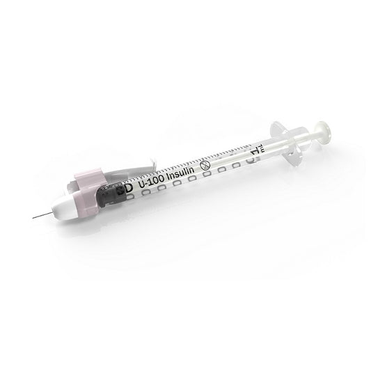 Embecta SafetyGlide™ Insulin Syringe, with L6mm OD 31GA Permanently Attached Needle, 1mL