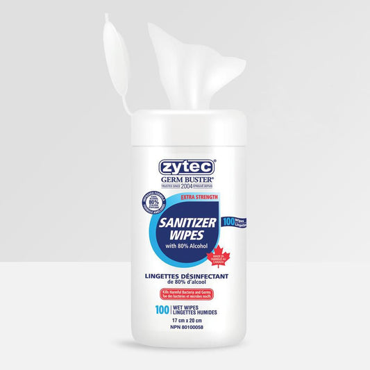 Sanitizer Wipes Extra Strength 80% alcohol - 100 Wipes/Canister