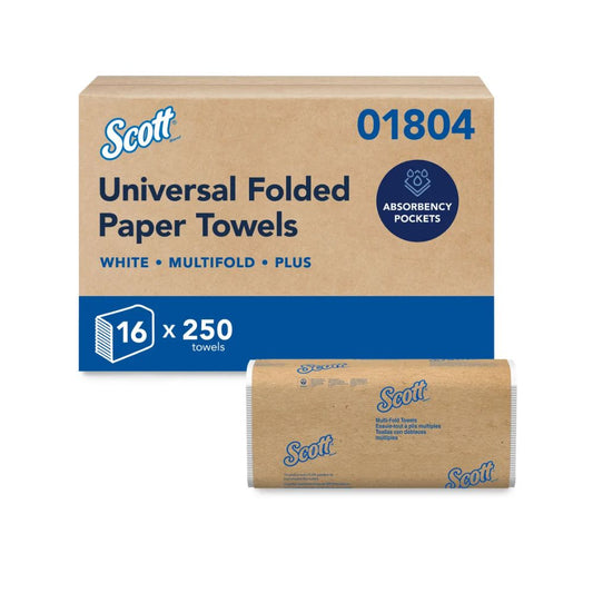 Scott Essential Folded Paper Towels, 9.2" x 9.4", Multi-Fold - Pack of 16