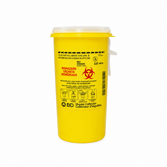 BD Sharps Collector, Nestable, Vertical Entry, 3L, Yellow Base, 300450