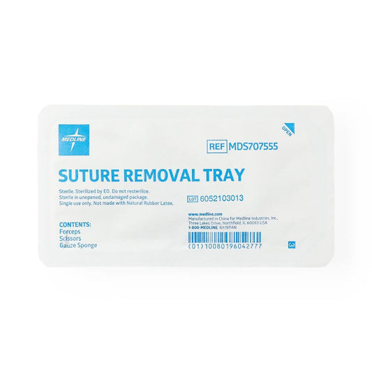 Medline Suture Removal Tray with Wire Metal Littauer Scissors