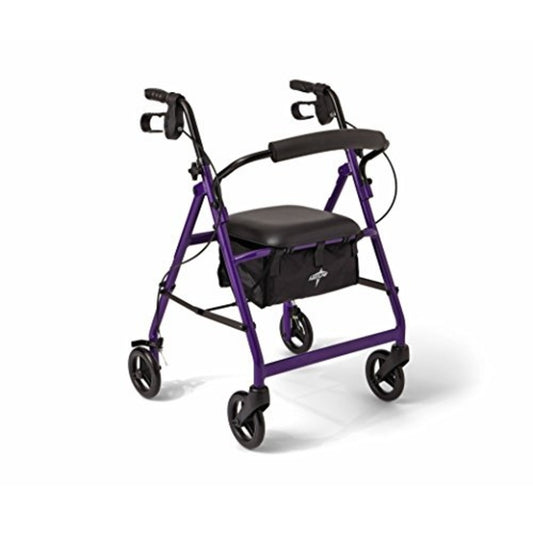 Medline Basic Aluminum Rollator, 6-Inch Wheels, 250-lb. Weight Capacity, Purple, One
