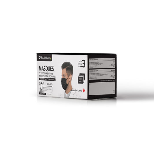 Level 3 ASTM Black Medical Face Mask, Box of 50