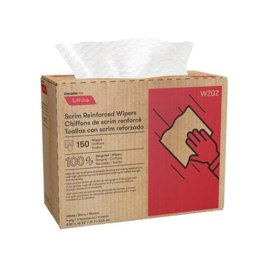 Cascades PRO Tuff-Job® Interfold Wipers, 4-Ply, White, 150 sheets, W202 - Box of 6