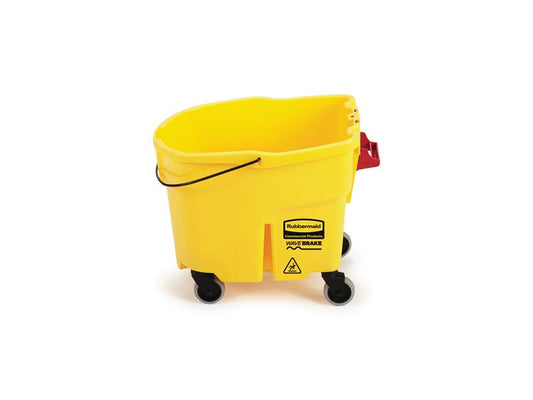 Rubbermaid WaveBrake 35 QT Bucket and Casters, Yellow - 4 Per Case