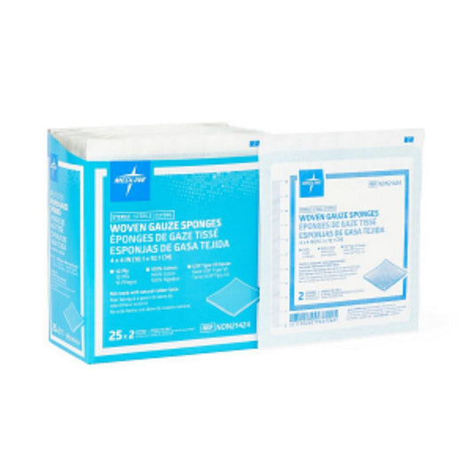 Woven Sterile Gauze Sponges, 4" x 4", 12-Ply - Box of 25/Pack