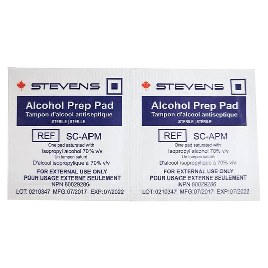 two Stevens Alcohol Prep Pads