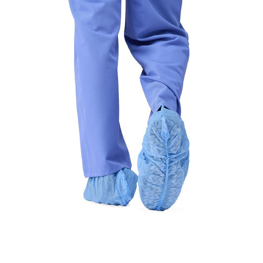 Medline Spunbond Polypropylene Nonskid Shoe Covers, Blue, Size Regular -Case of 300