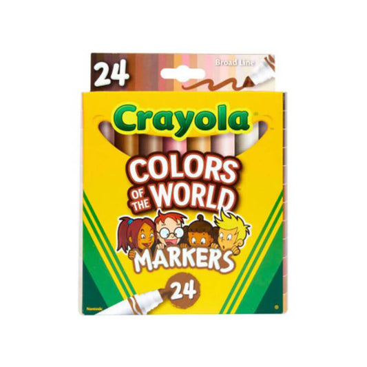Crayola 24 Count Colours of the World Skin Tone Broad Line Markers - Case of 6 Boxes