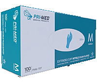 Secure Extended Cuff Nitrile Exam Gloves - 12" Extended Cuff, Blue