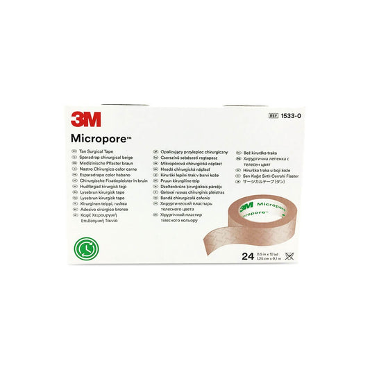3M Micropore Tan Surgical Tape, 2 in x 10 yd, Box of 6 Rolls