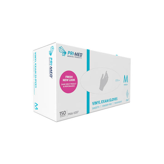 PRIMED CLEAR VINYL EXAM GLOVES