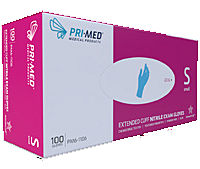 Secure Extended Cuff Nitrile Exam Gloves - 12" Extended Cuff, Blue