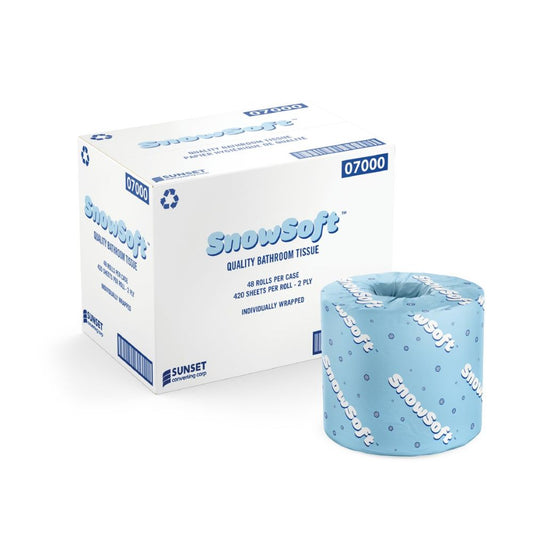 SnowSoft™ Premium Toilet Paper, 2 Ply, 4" x 3" x 4.25" 420 Sheets - Case of 48 Rolls