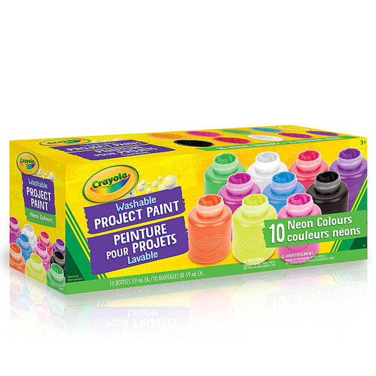 Crayola Washable Neon Paint Jars - Count Of 10 - 59ml