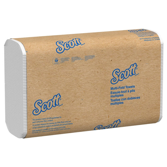 Scott® Essential Folded Towel, White, 9.2" x 9.4", 16 Packs/Case, 01804