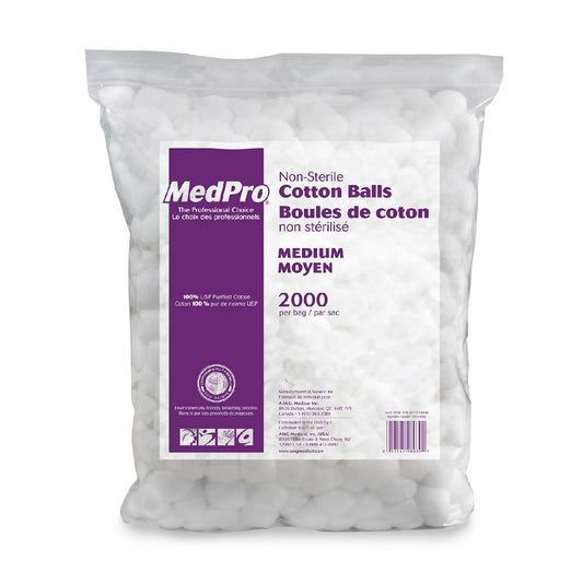 MedPro Cotton Balls, Medium Size, 2000 Balls per Bag - 019-050