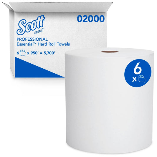 Scott® Essential Universal High Capacity Hard Roll Towel, White, 950', 6 Rolls, 02000