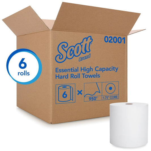 Scott® Essential High Capacity Proprietary System Hard Roll Towels, White, 905' Sheets, 6 Rolls, 02001