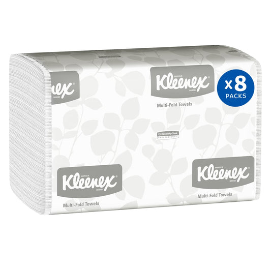 Kleenex® Folded Towel Multi-Fold, White, 8 Packs, 150 Sheets, 02046