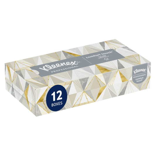 Kleenex® Facial Tissue Flat Box, 2-Ply, White, 12 Boxes, 125 Sheets, 03076