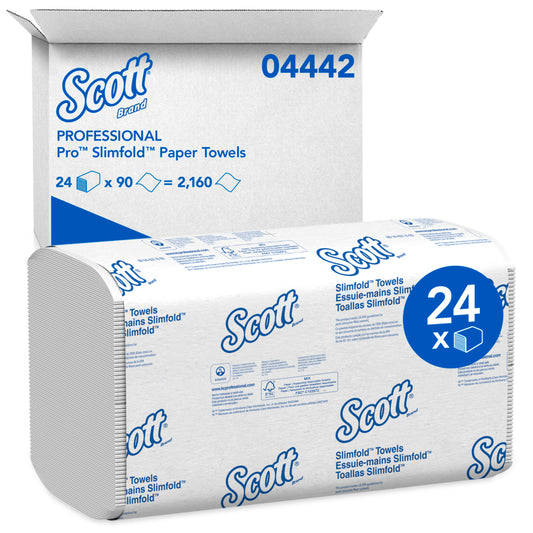 Scott® Control Plus Slimfold Towels, White, 90 Towels, 24 Packs, 04442